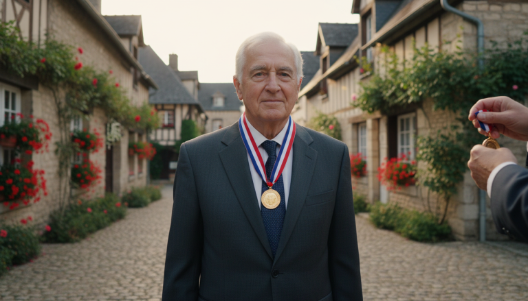 jean-pierre vermeulen, ancien maire de saint-germain-le-vasson, reçoit la médaille du tourisme en reconnaissance de son engagement et de ses contributions au développement local.