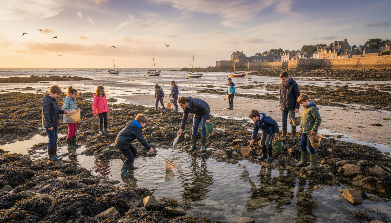 découvrez une initiation ludique et éducative à la pêche à pied durable à pornic, spécialement conçue pour les enfants de 7 à 12 ans. apprenez à respecter la nature tout en s'amusant au bord de l'eau.