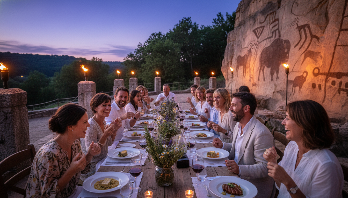 découvrez le tourisme en dordogne et vivez des soirées gastronomiques aux flambeaux inoubliables à lascaux iv, entre découverte historique et saveurs locales d'exception.