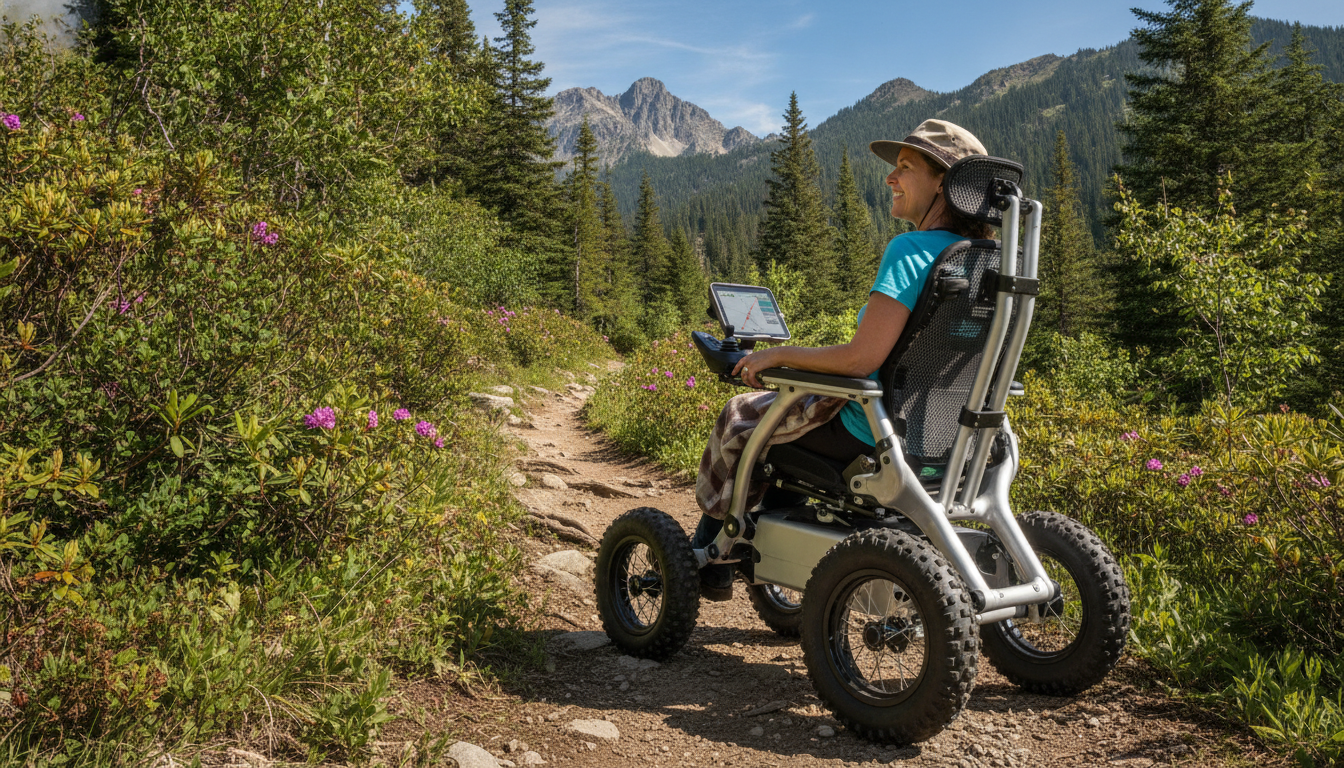 découvrez l'innovation de l'office de tourisme : un fauteuil de randonnée spécialement conçu pour les personnes à mobilité réduite, favorisant l'accessibilité et l'inclusion en plein air.